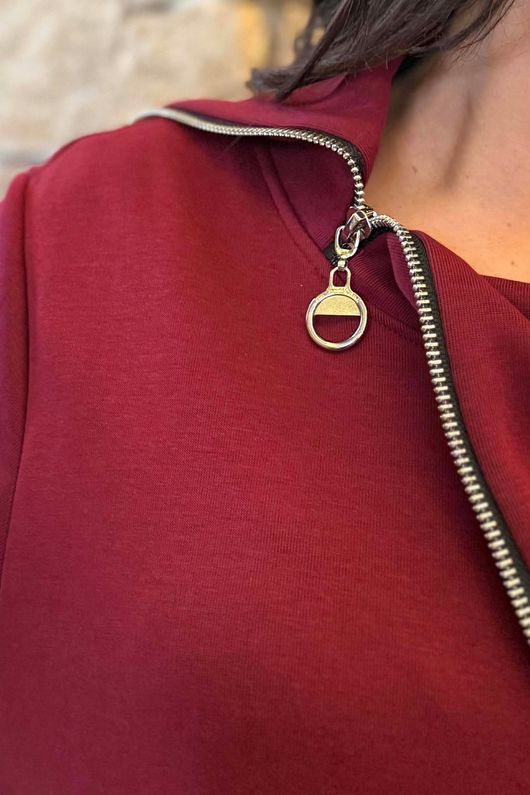 Sola Smart Tech Zip Cowl Dress Burgundy